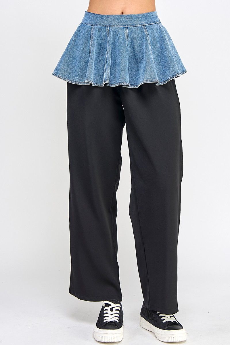 Kelle Denim Ruffled Pants