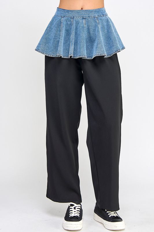 Kelle Denim Ruffled Pants