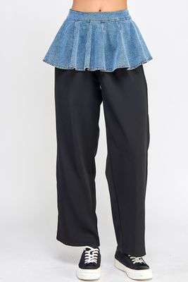 Kelle Denim Ruffled Pants