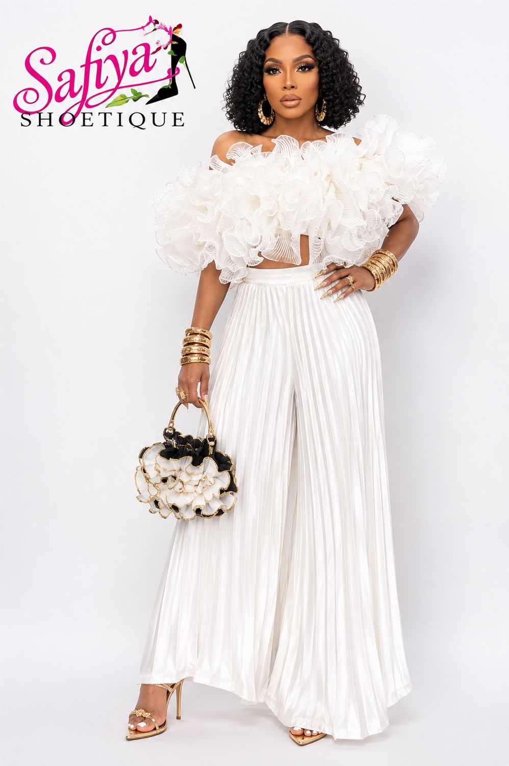 Rocky Iconic Pleated Ruffle Top &amp; Pants Set