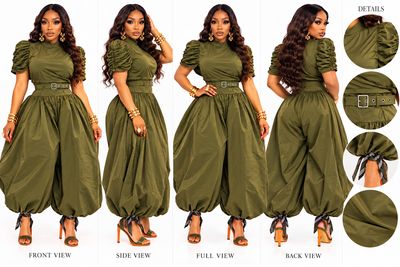 MICHELLE Balloon Jumpsuit- olive