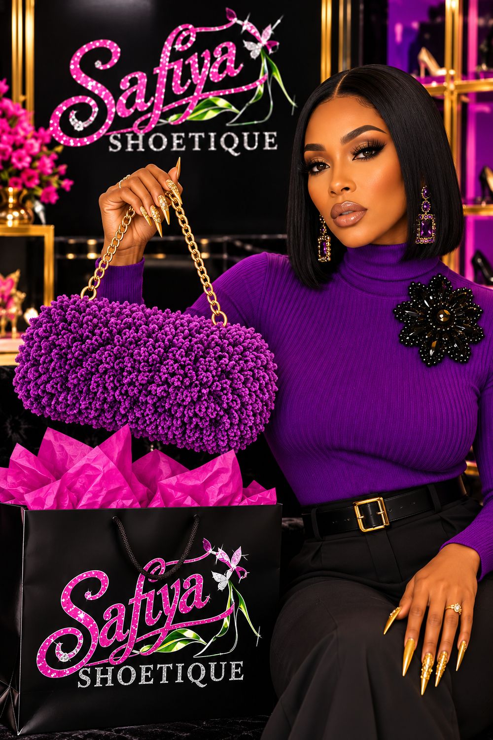 St. Kitts Purple Baguette Bag 💜