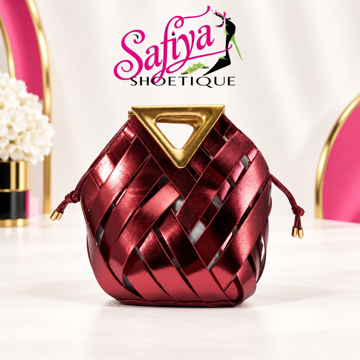 JT Metallic Red Faux Leather Purse