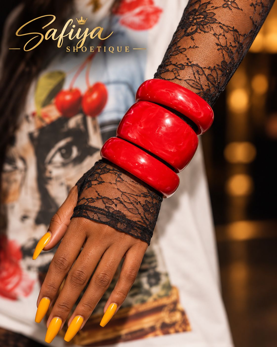 Tunisia Red Bangle Set – Bold Luxury Statement Bracelets