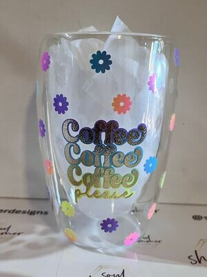 Large Double Walled Glasses with Vinyl Design
