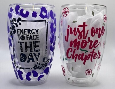 Small Double Walled Glasses with Vinyl Design