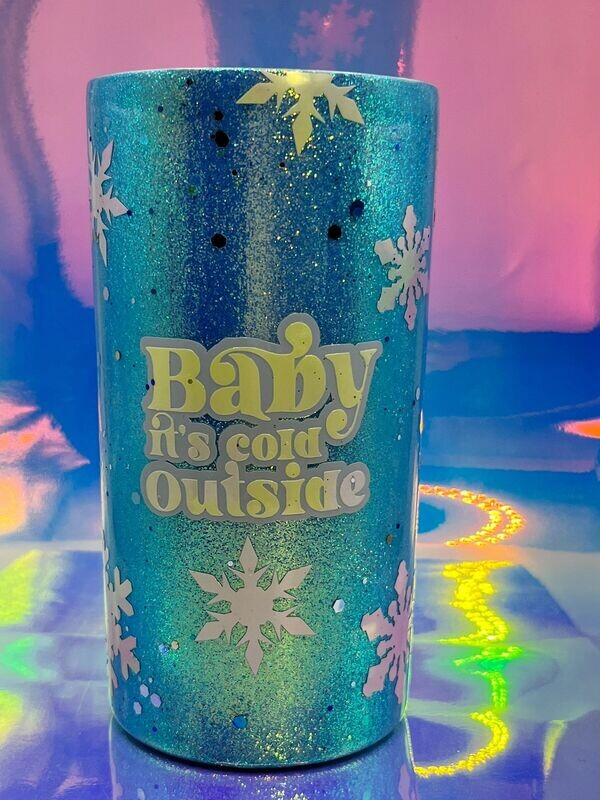 Baby It&#39;s Cold Outside Travel Cup | Winter Drinkware | Glitter Tumbler