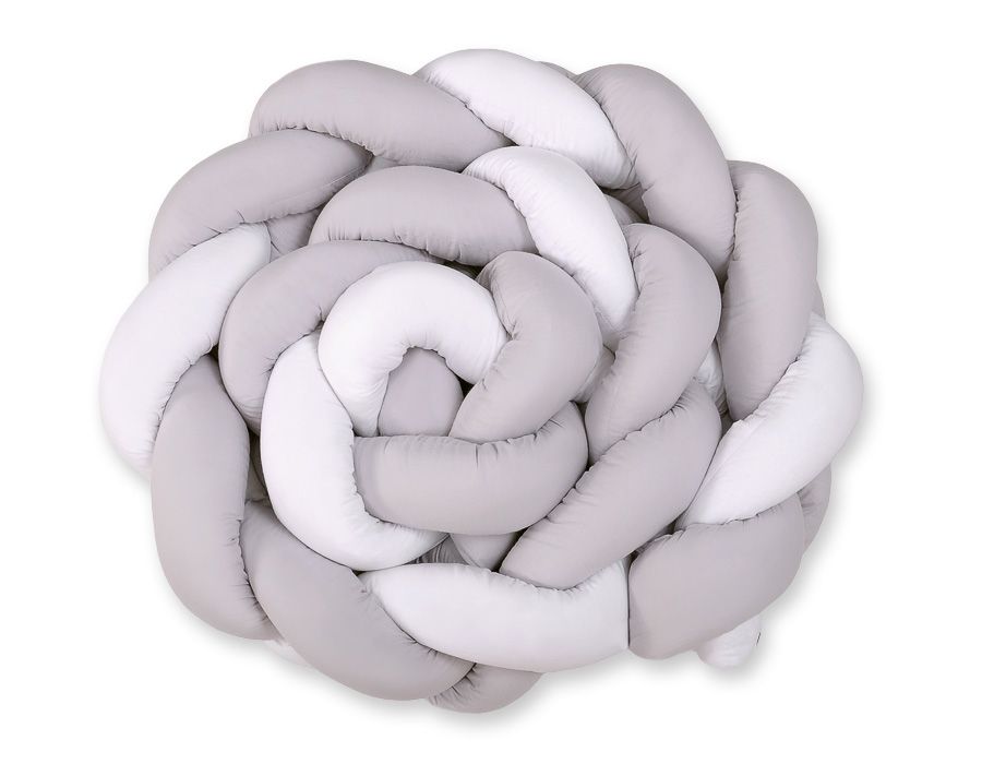 Tour de lit tressé XXL - 360 cm gris / blanc