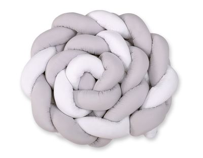 Tour de lit tressé XXL - 360 cm gris / blanc