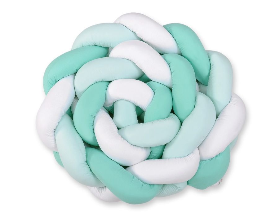 Tour de lit tressé XXL - 360 cm menthe / blanc