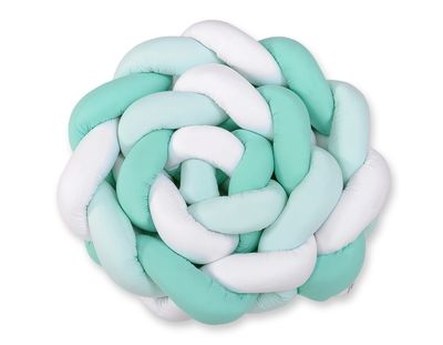 Tour de lit tressé XXL - 360 cm menthe / blanc