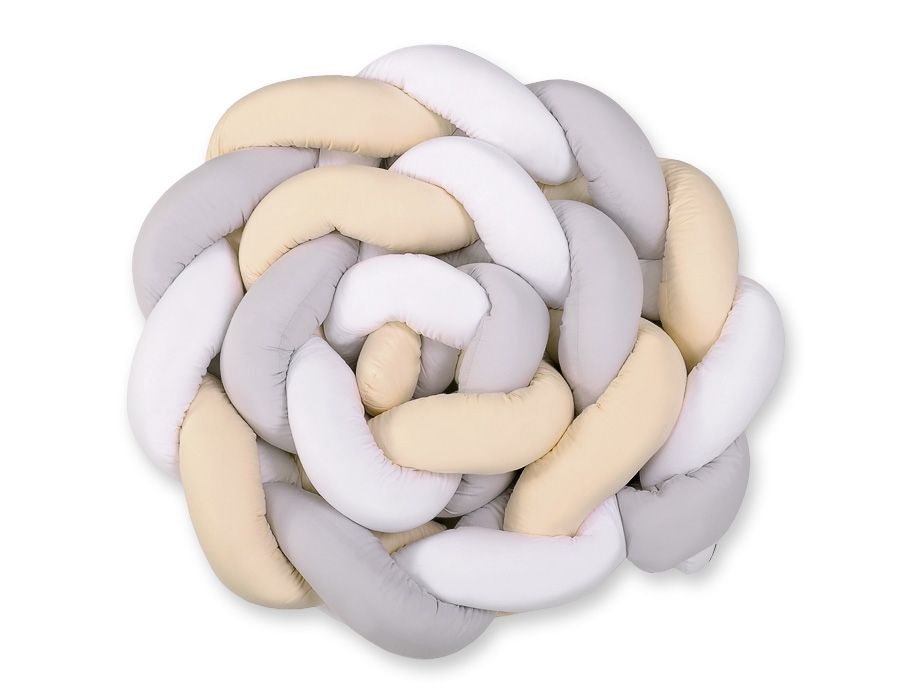 Tour de lit tressé XXL - 360 cm beige / gris / blanc