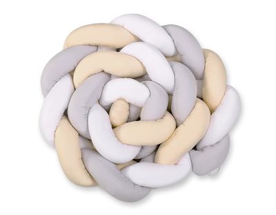 Tour de lit tressé XXL - 360 cm beige / gris / blanc