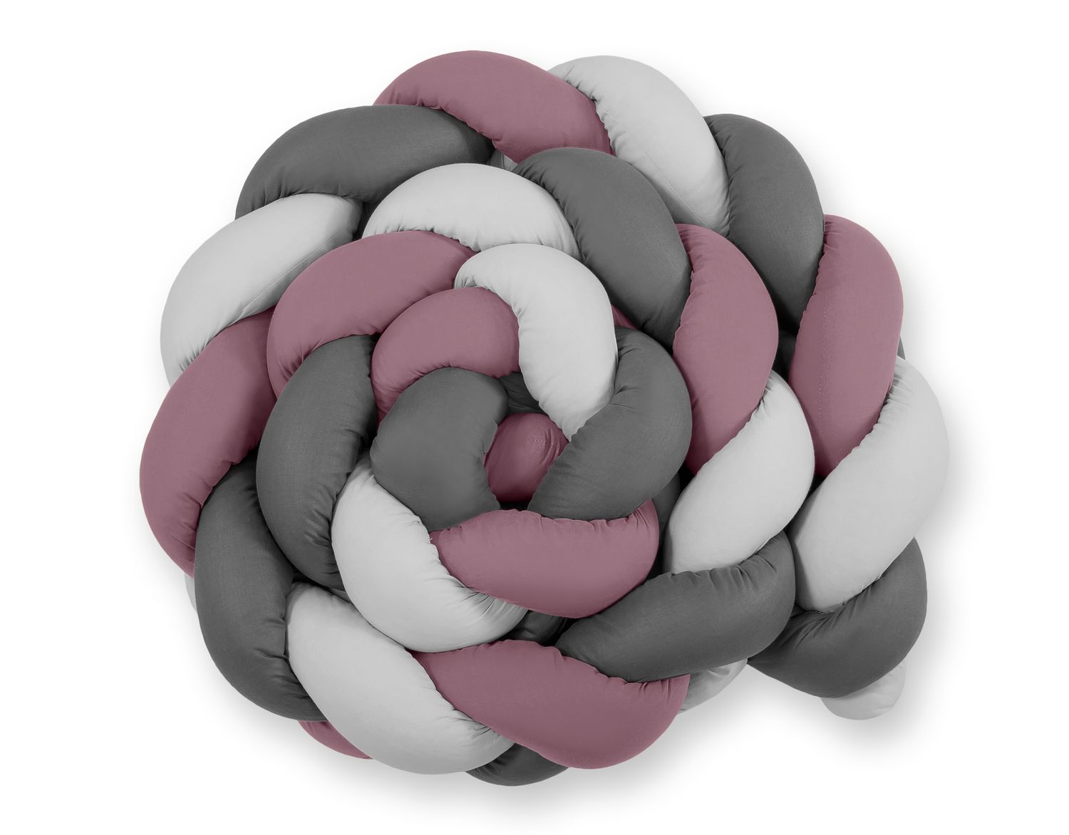 Tour de lit tressé XXL - 360 cm rose foncé retro / gris / graphite