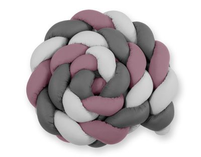 Tour de lit tressé XXL - 360 cm rose foncé retro / gris / graphite