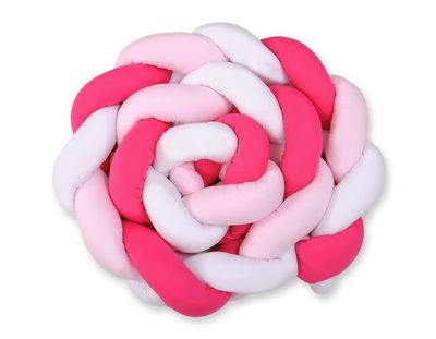 Tour de lit tressé XXL - 360 cm rose / fushia / blanc