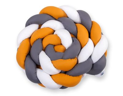 Tour de lit tressé XXL - 360 cm moutard / blanc / graphite