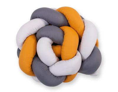 Tour de lit tressé - 180 cm moutard / gris / graphite