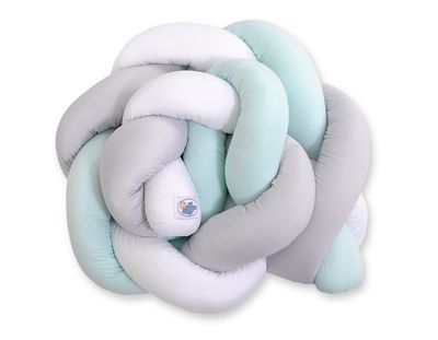 Tour de lit tressé - 180 cm menthe / gris / blanc