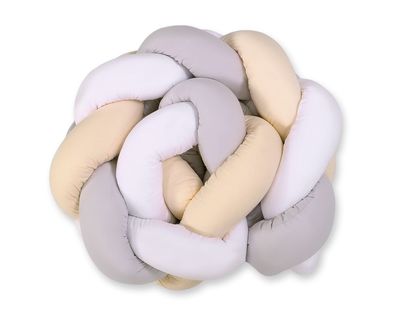Tour de lit tressé - 180 cm beige / gris / blanc