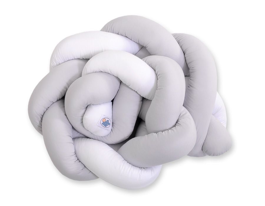 Tour de lit tressé - 180 cm gris / blanc