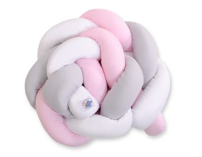 Tour de lit tressé - 180 cm rose / gris / blanc
