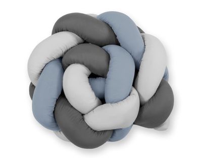 Tour de lit tressé - 180 cm bleu-retro / gris / graphite