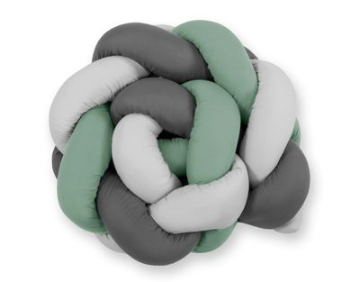 Tour de lit tressé - 180 cm vert retro / gris / graphite