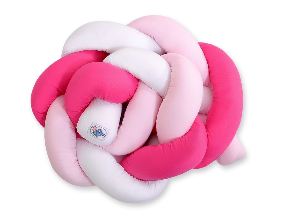 Tour de lit tressé - 180 cm rose / fushia / blanc
