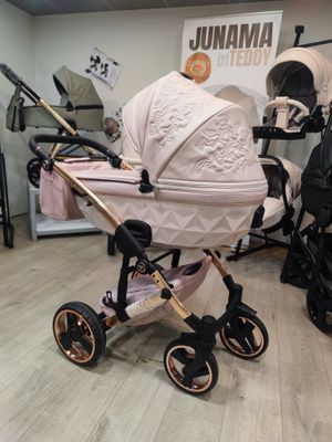 Poussette PROMO 3en1 rose avec motifs premium