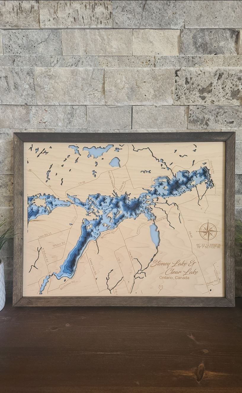 Stoney Lake and Clear Lake Map, Choose Your Size: 11x14