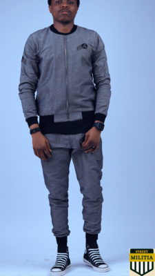 Street Militia 2 Piece silver patterned Bomber Jacket