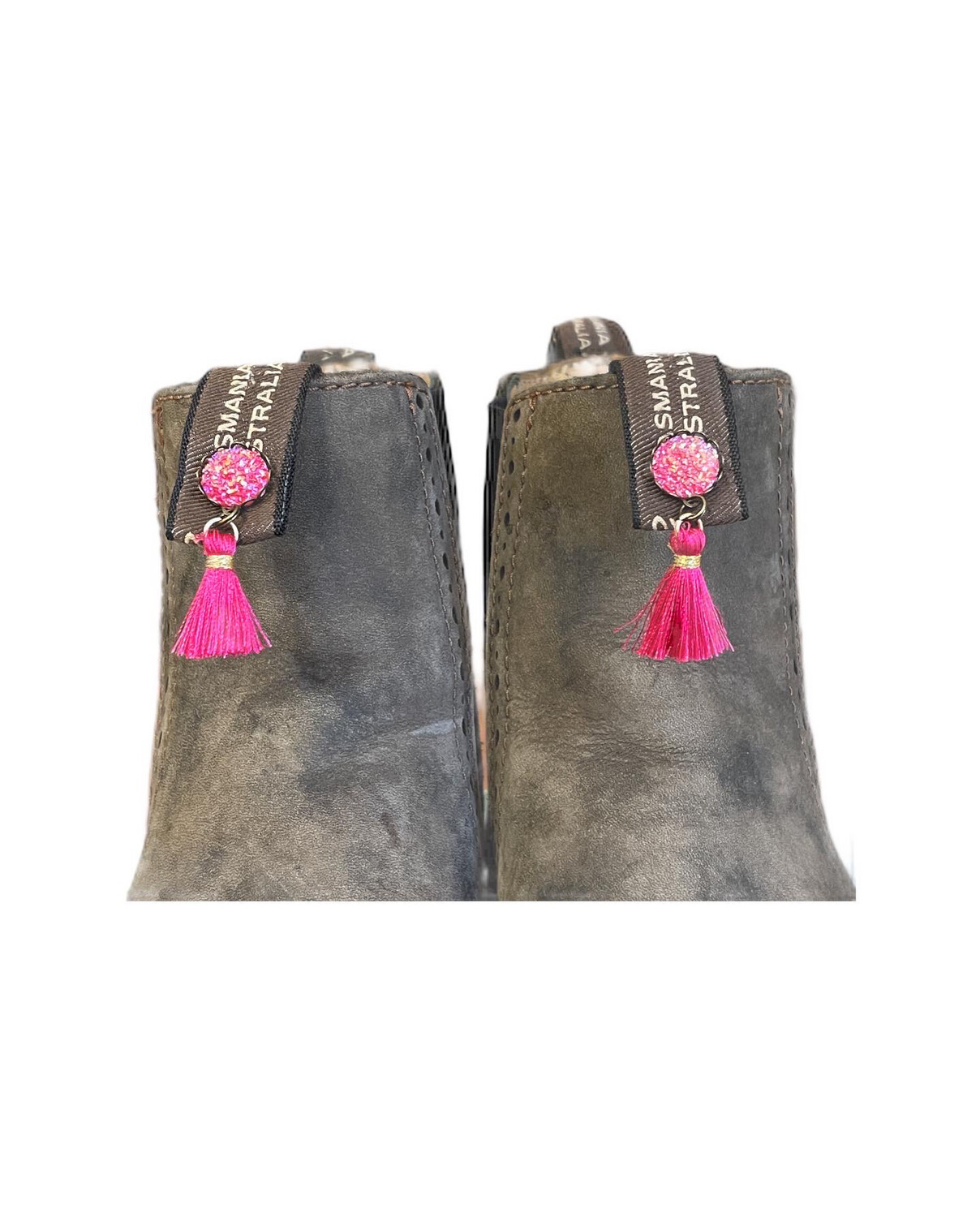 Bright Pink Glitter Bomb Tassel Boot Loot Extra For Blundstones