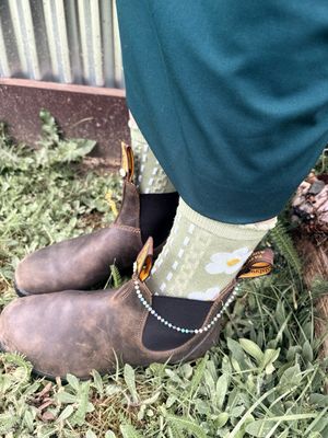 Asymmetrical Mint Daisy And Turquoise Chain Boot Loot For Blundstone’s