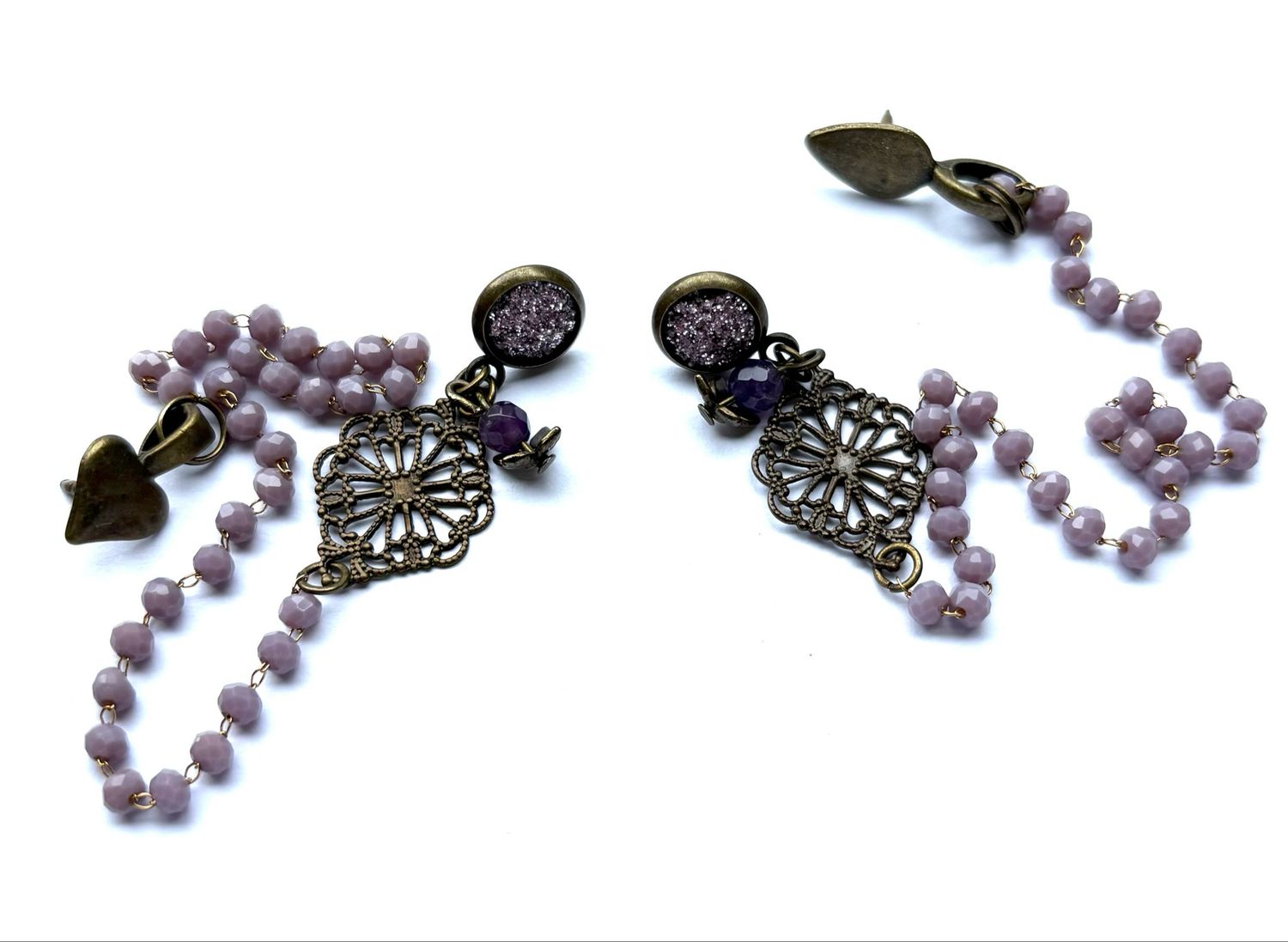 Dual Lavender Glitter &amp; Filigree Chain Boot Loot