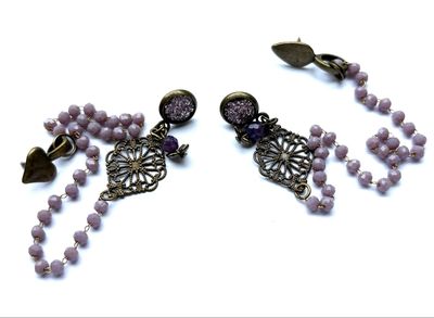 Dual Lavender Glitter &amp; Filigree Chain Boot Loot