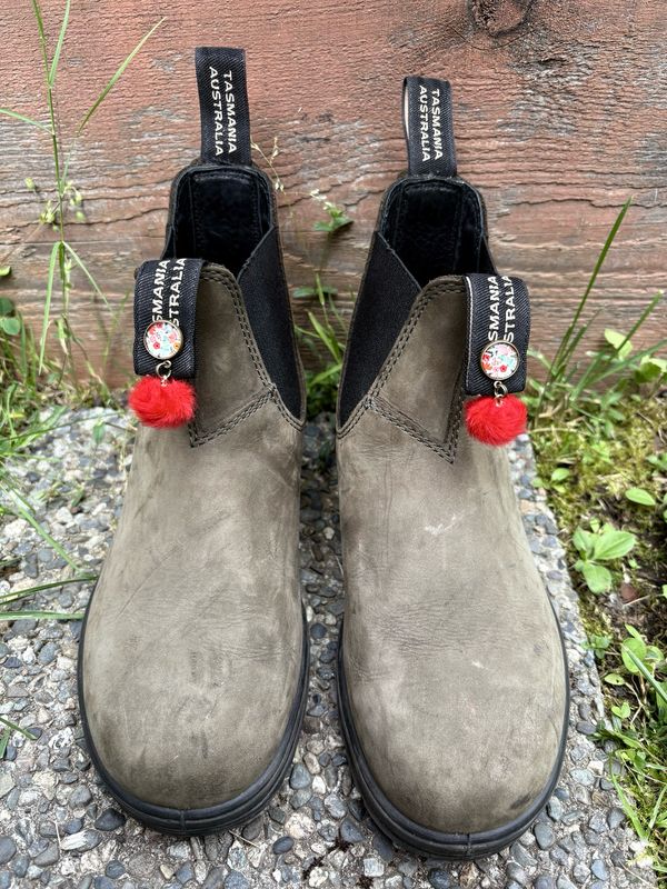 Scarlet Flower And Pom Boot Loot For Blundstone’s