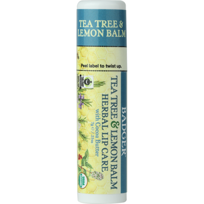 Badger Herbal Cocoa Butter Lip Balm-Tea Tree Oil and Lemon