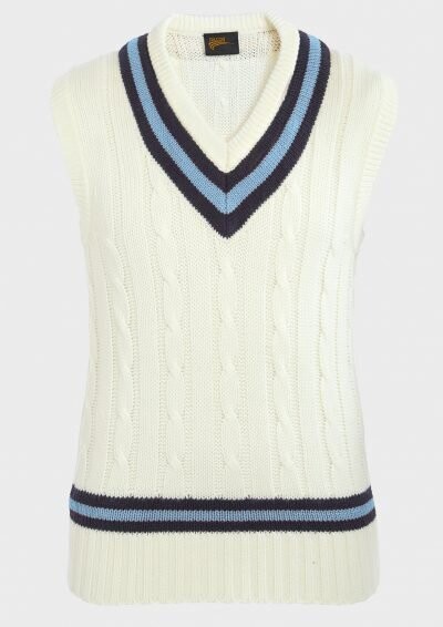 Cricket Trimmed Slipover, Colour: Navy/Sky