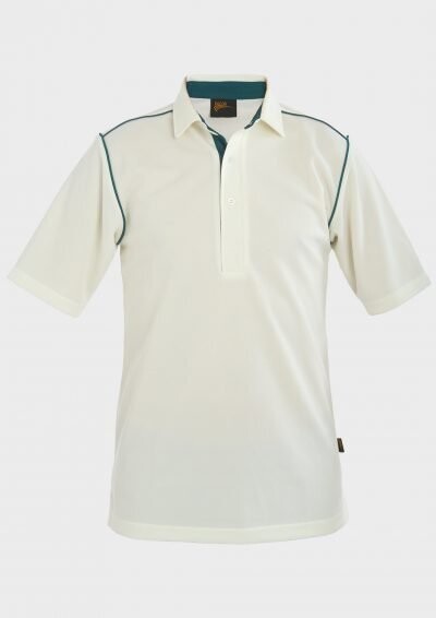 Cricket Trimmed Short Sleeve Shirt, Colour: White/Bottle
