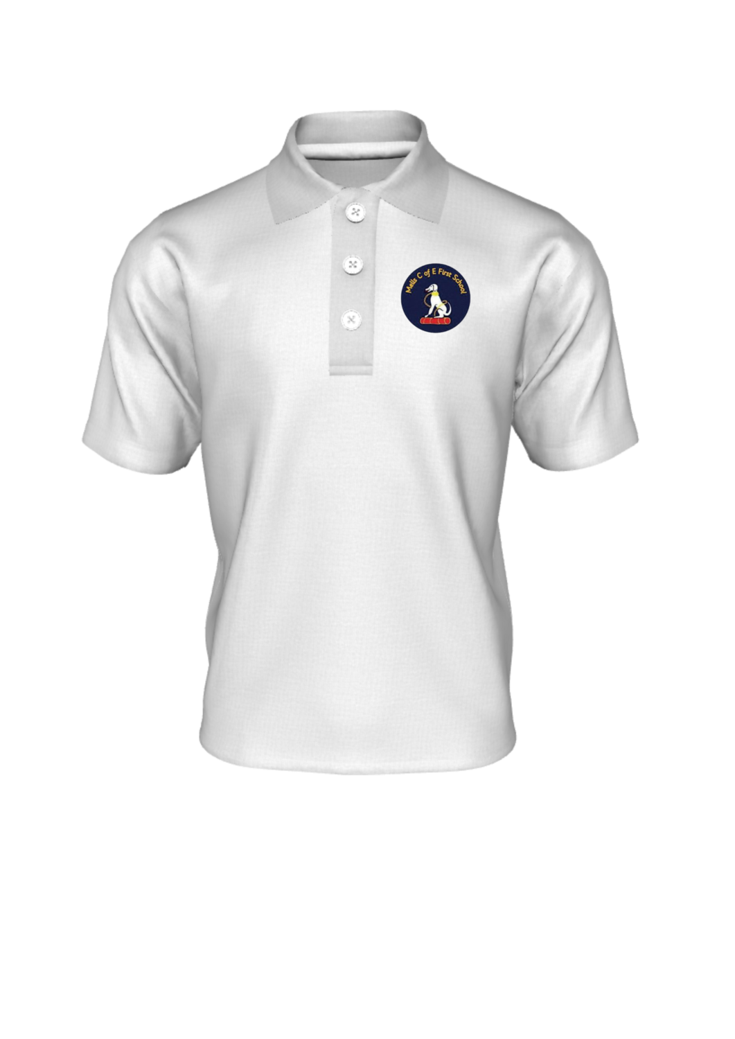 Mells School polo shirt - White with school logo