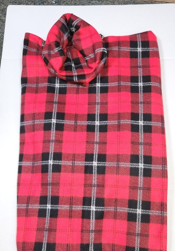 Red Plaid PopOn Wheelchair Poncho, Cowl Neck