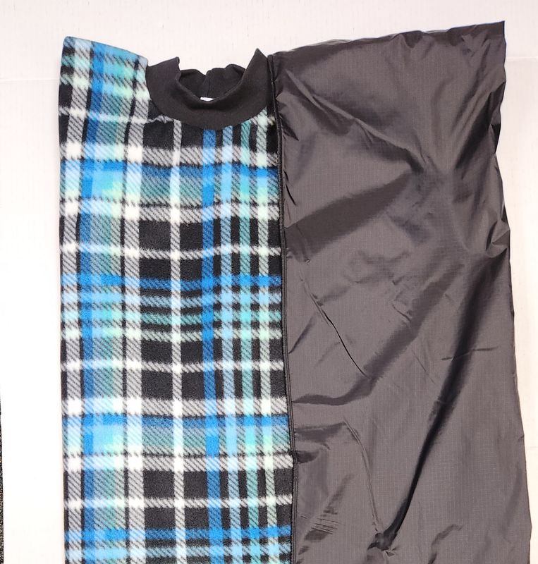 Blue Plaid PopOn Wheelchair Poncho, Nylon Lining