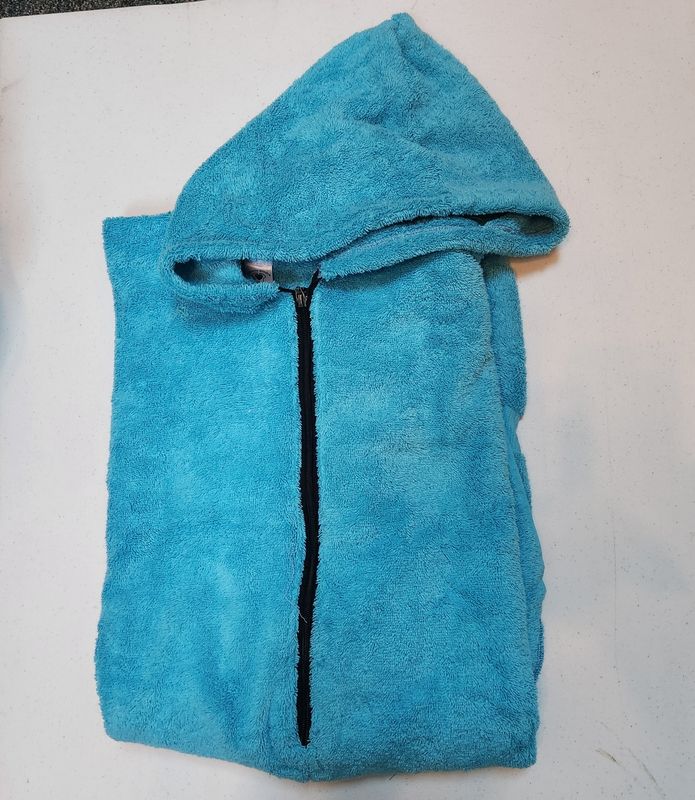 Turquoise Terry Towel Beach Poncho, Wheelchair Friendly