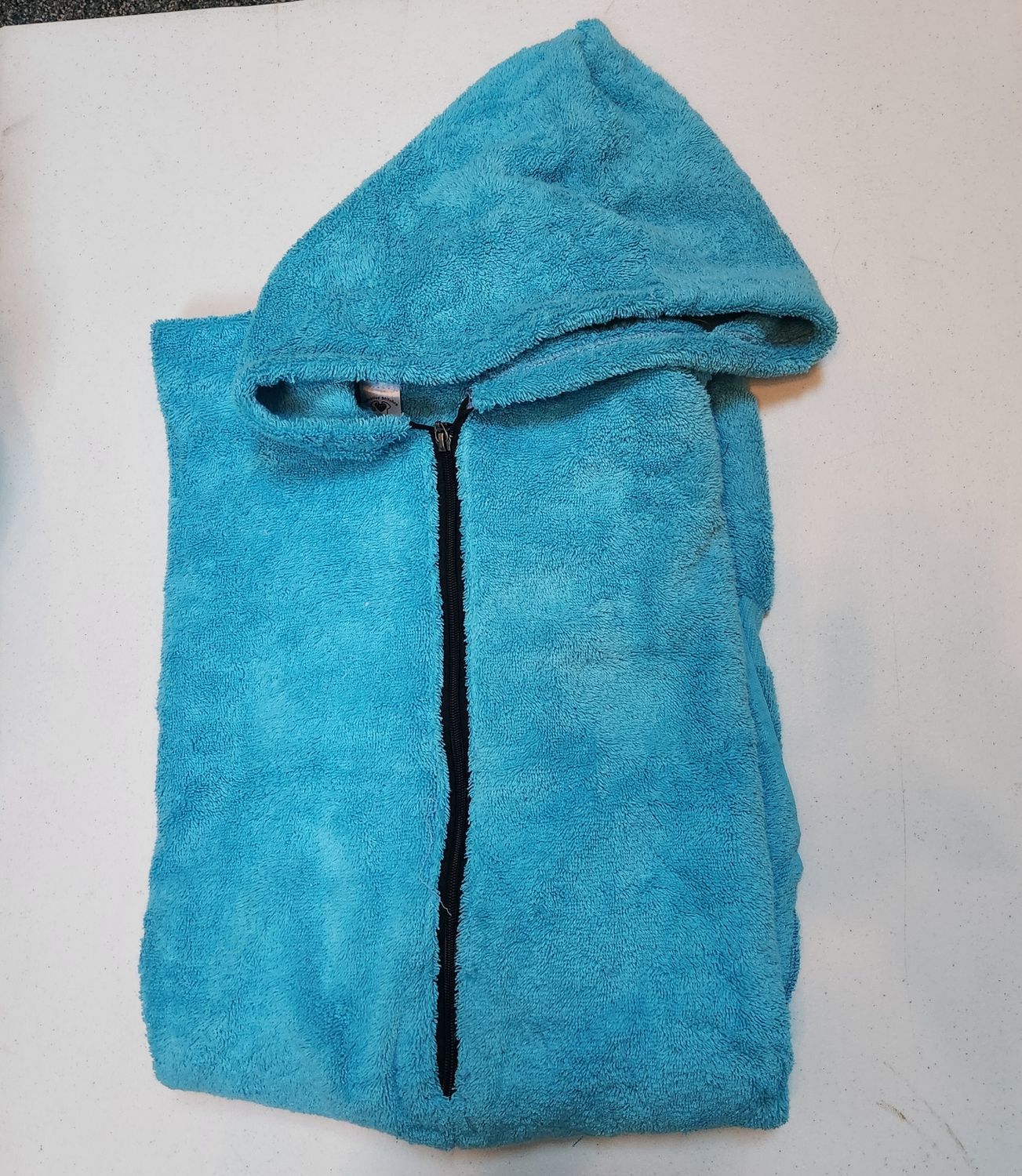 Turquoise Terry Towel Beach Poncho, Wheelchair Friendly