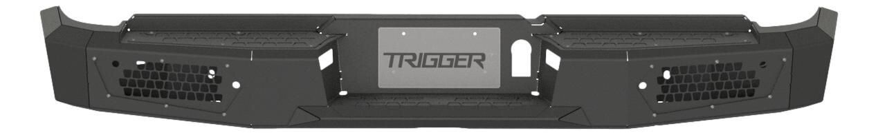 19-25 Ram 2500/3500 Rear Bumper, Proximity Sensors: Yes, Fog Lights: None - With out Cutout, Overlay- Step plates and Light Covers: Black