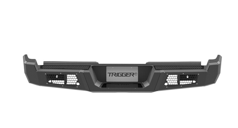 17-22 Ford Superduty Rear Bumper F250, F350, F450, Proximity Sensors: Yes, Fog Lights: None - With out Cutouts, Overlay- Step plates: Black, Inlay - Light cover: Black