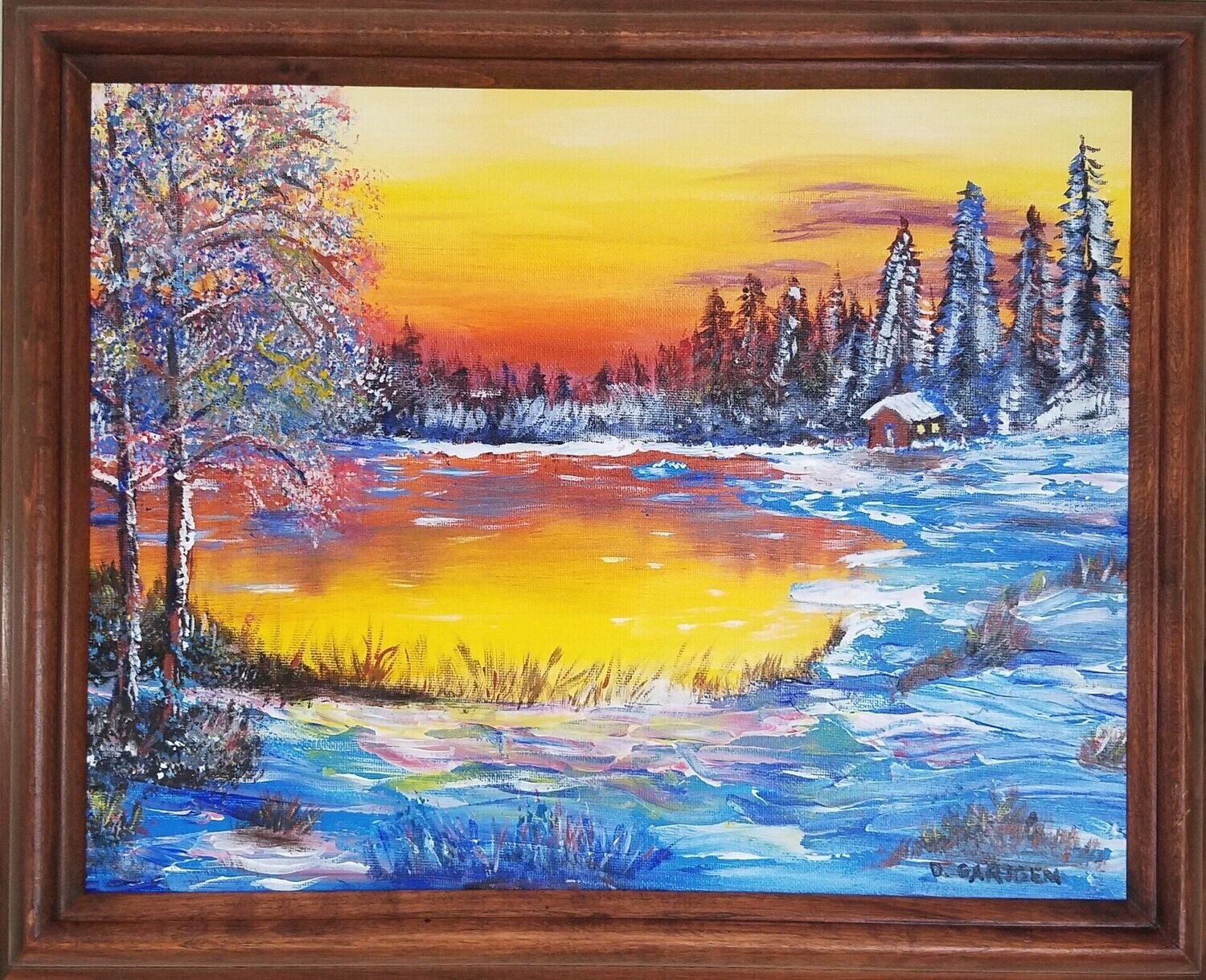 Winter Sunset at the Cabin