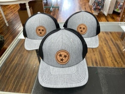 TRI STAR Leather patch hats Gray