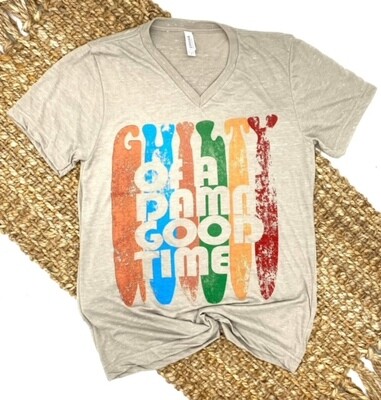 ONE 24 RAGS Guilty of a Dam good time V Neck tee